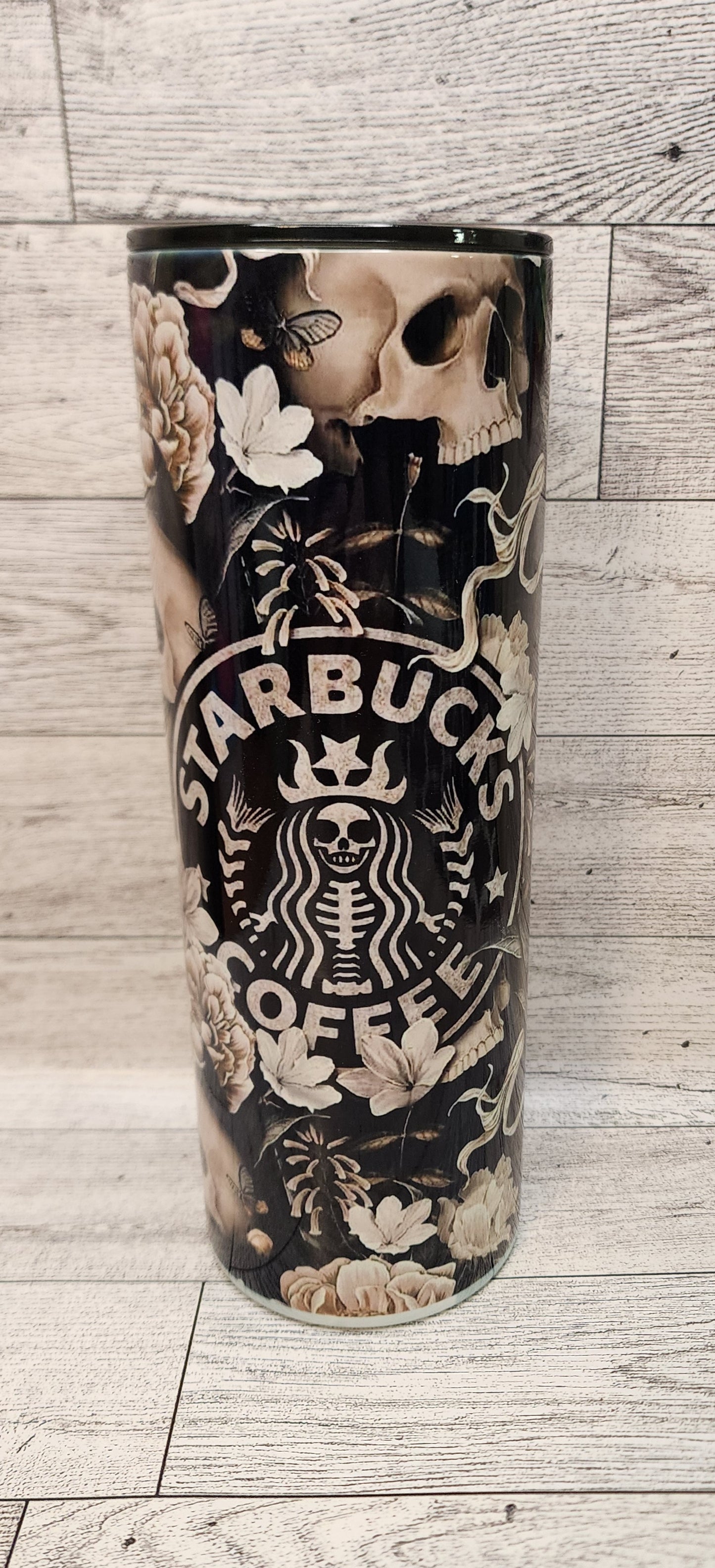 Starbucks Skull/Roses 20oz Stainless Steel Tumbler with Black Lid