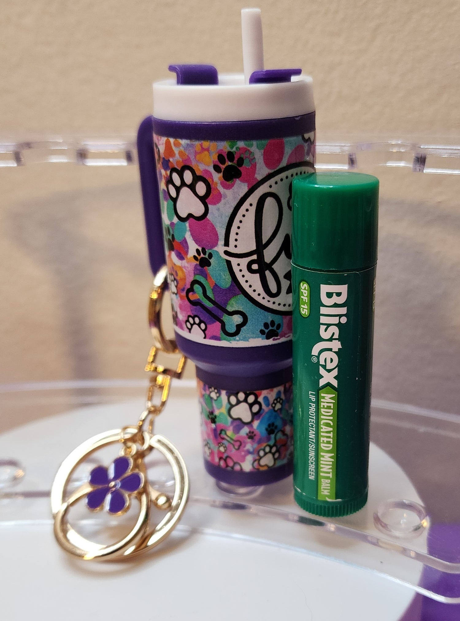 Mini Tumbler Chapstick Holder Keychains